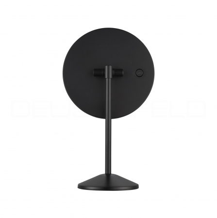 DEUSENFELD SL100BA - Akku Batterie LED Stand Kosmetikspiegel, 10x Vergrößerung, Ø20cm, schwenkbar, 3 einstellbare Lichtfarben, 10 Min. Timer, Dimmer, 3000mAh Lithium Akku, USB-C, matt schwarz